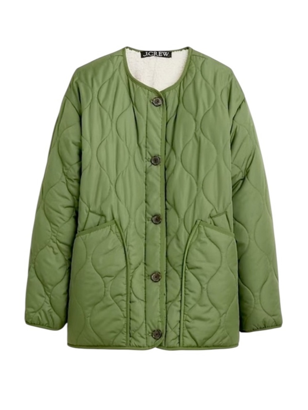 NEW J. Crew Coat Reversible Sherpa Puffer Jacket with PrimaLoft® Green Size XL